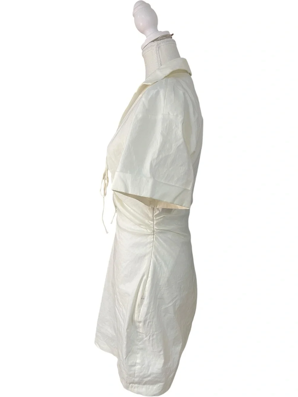 Zara Linen Blend Cut-Out Mini Dress White